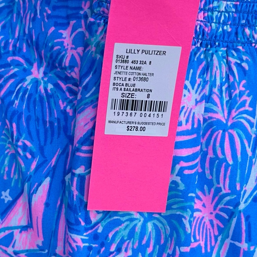 Lilly Pulitzer Jenette Halter Maxi Dress Boca Blue Its Sailabration Print NWT - Picture 14 of 16